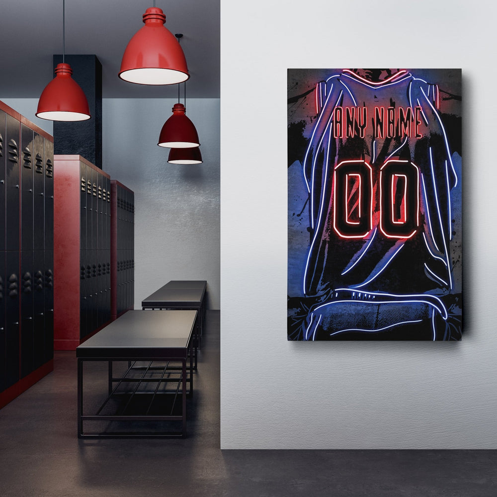 Detroit Pistons Custom Jersey Canvas | Neon Wall Art - CanvasNeon