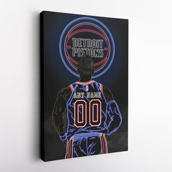 Detroit Pistons Personalized Jersey Canvas | Neon Wall Art - CanvasNeon