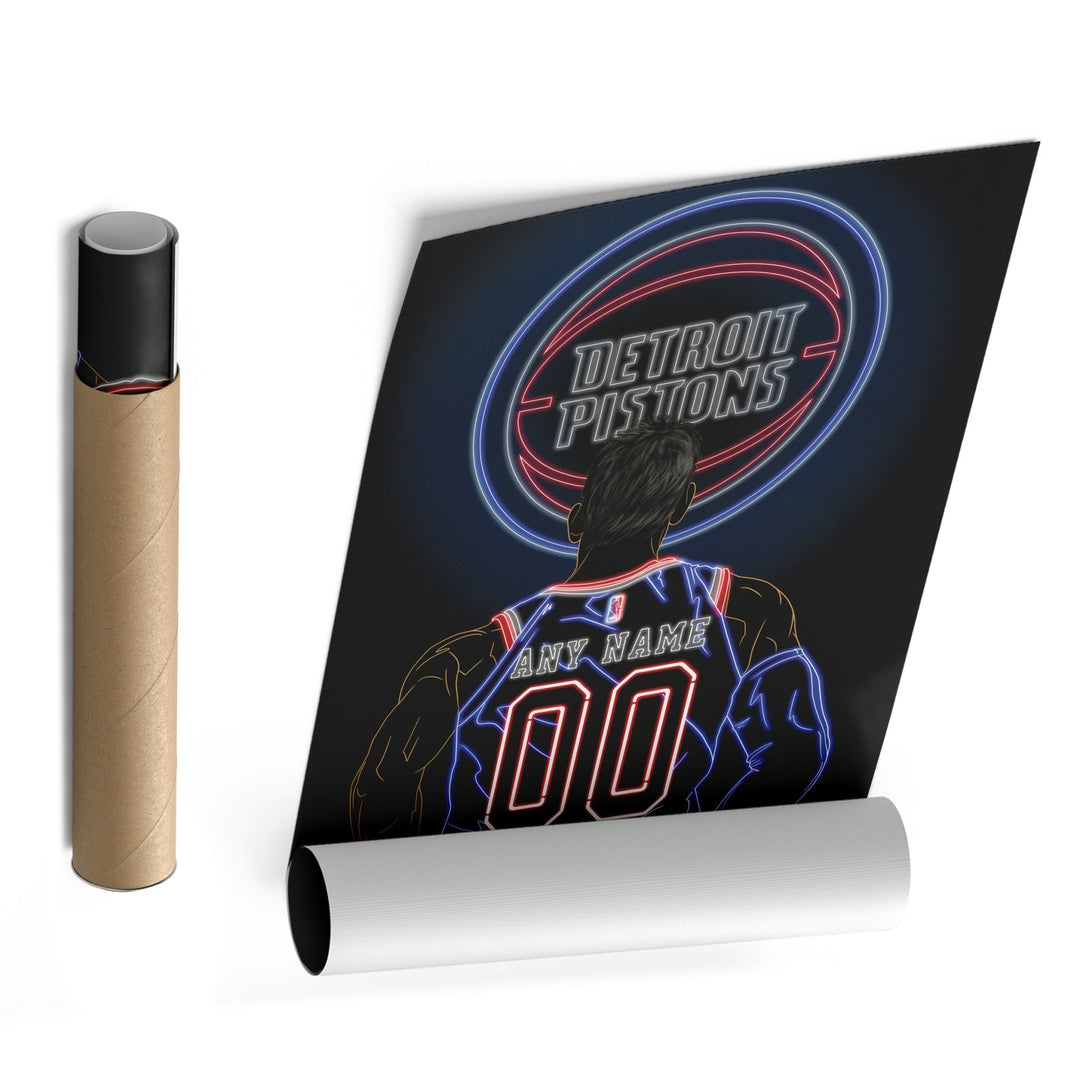 Detroit Pistons Personalized Jersey Canvas | Neon Wall Art - CanvasNeon