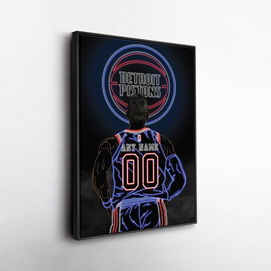 Detroit Pistons Personalized Jersey Canvas | Neon Wall Art - CanvasNeon