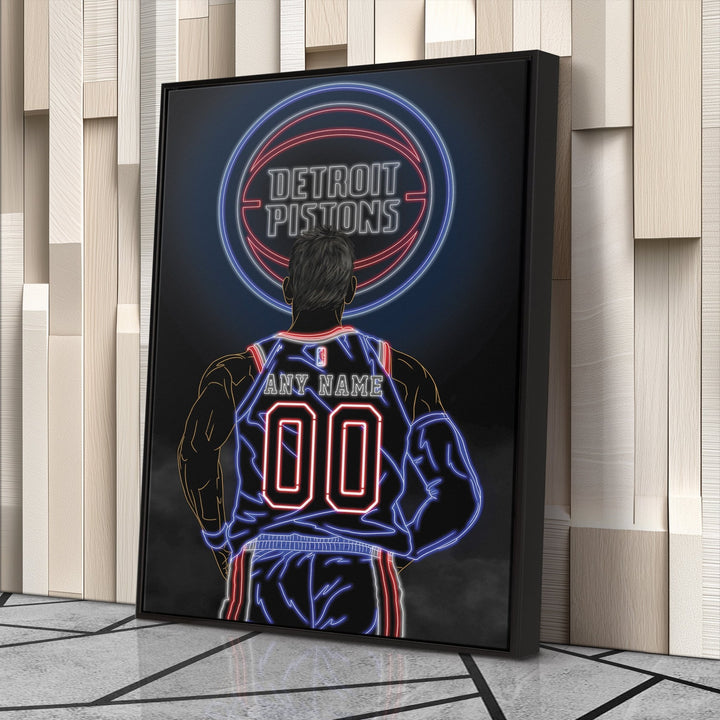 Detroit Pistons Personalized Jersey Canvas | Neon Wall Art - CanvasNeon