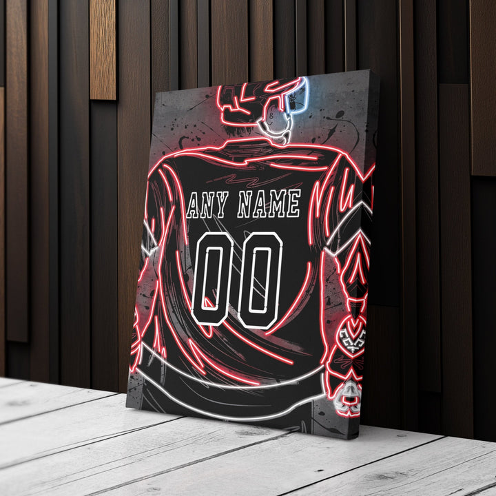 Detroit Red Wings Custom Jersey Canvas | Neon Wall Art - CanvasNeon