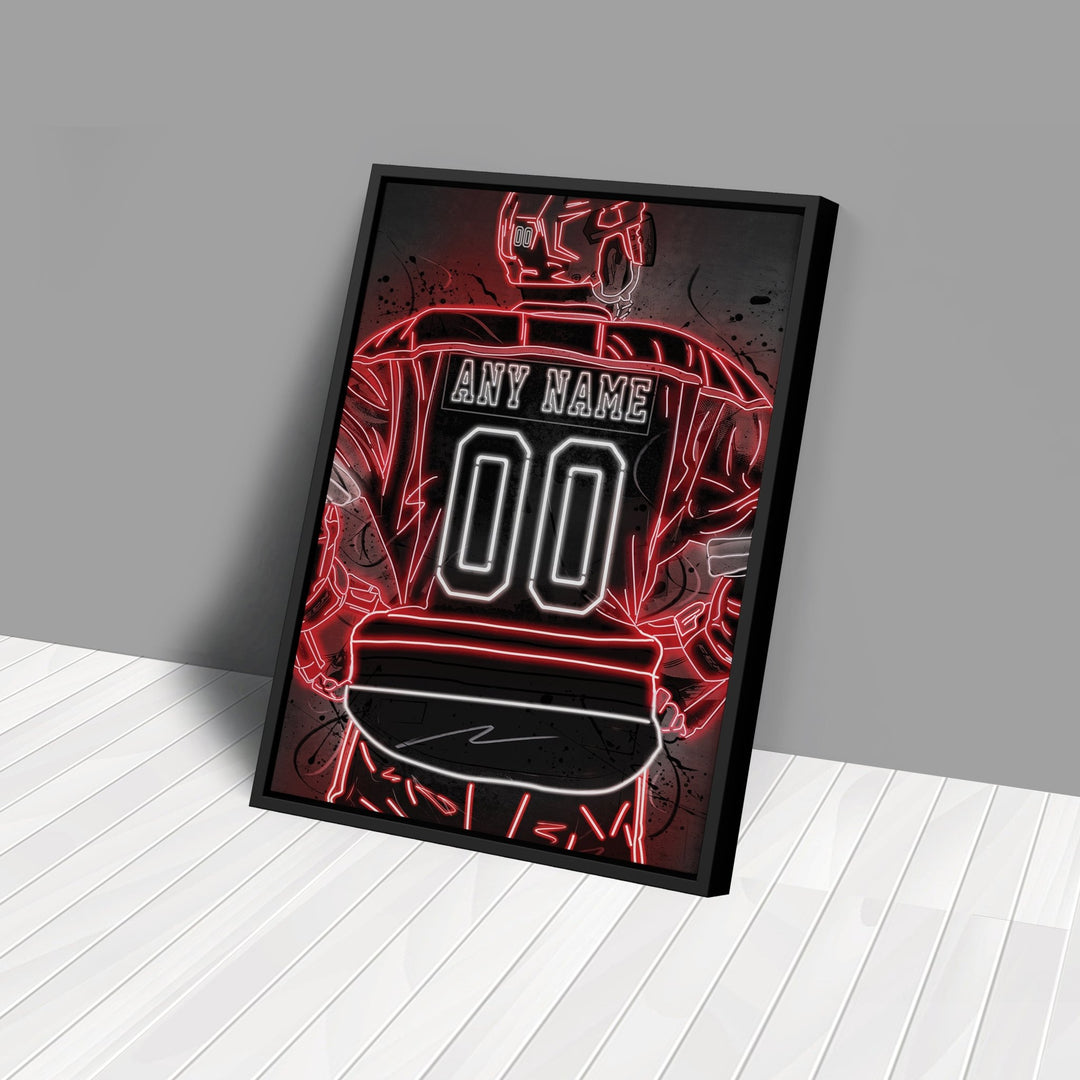 Detroit Red Wings Custom Jersey Canvas | Neon Wall Art - CanvasNeon