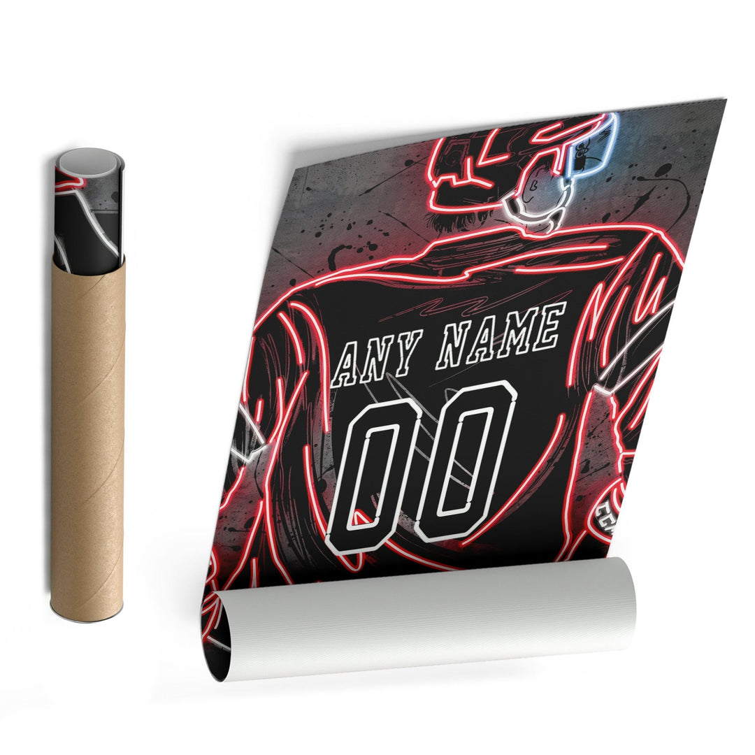 Detroit Red Wings Custom Jersey Canvas | Neon Wall Art - CanvasNeon