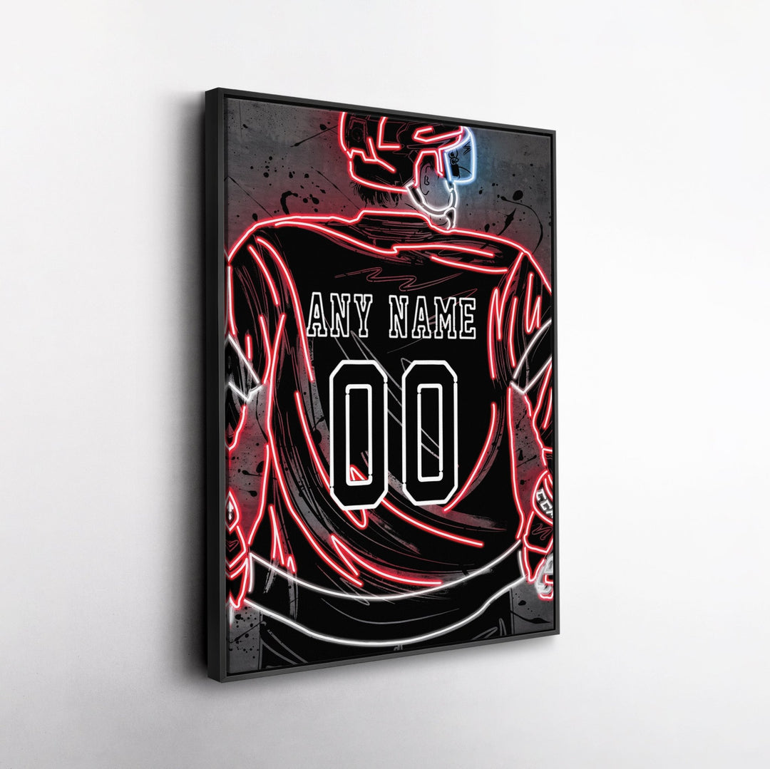 Detroit Red Wings Custom Jersey Canvas | Neon Wall Art - CanvasNeon