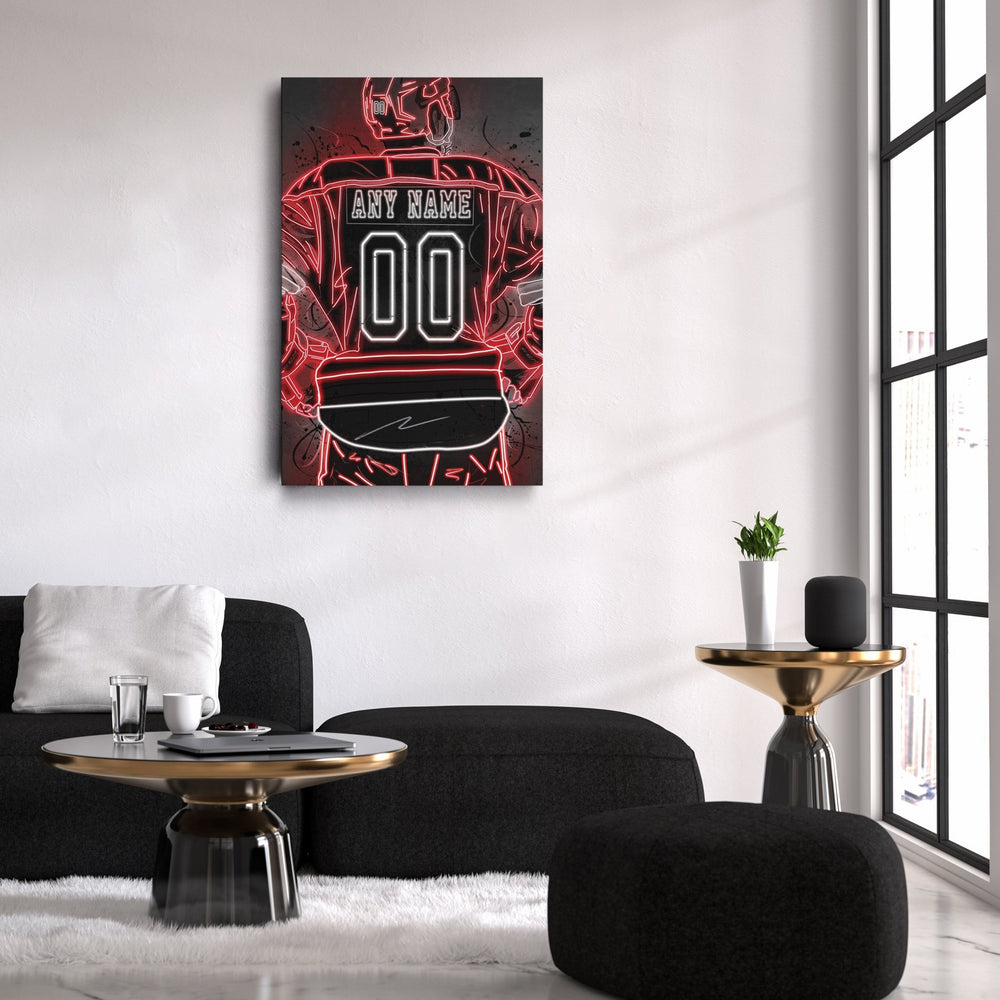 Detroit Red Wings Custom Jersey Canvas | Neon Wall Art - CanvasNeon