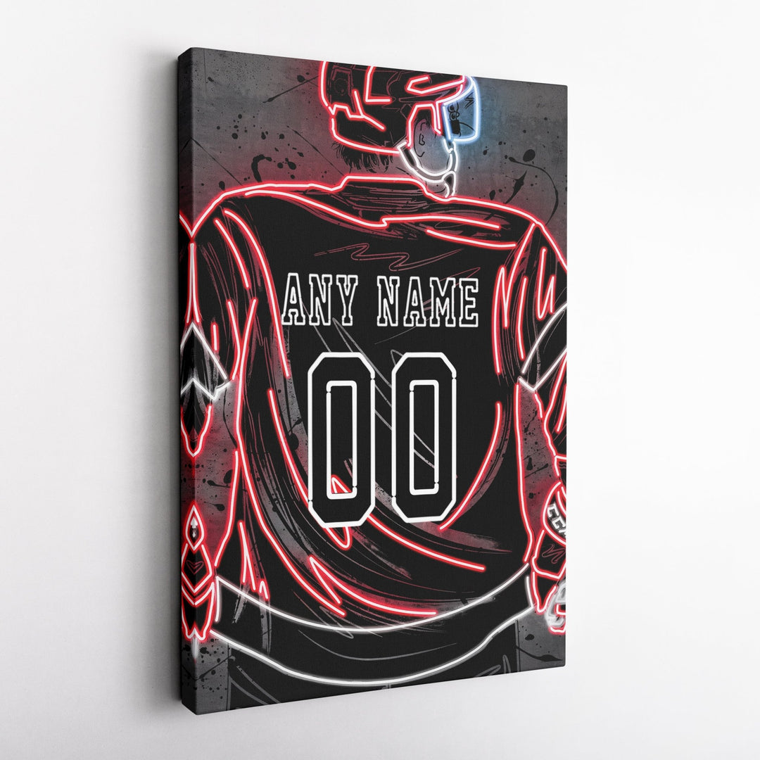 Detroit Red Wings Custom Jersey Canvas | Neon Wall Art - CanvasNeon