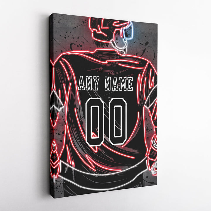 Detroit Red Wings Custom Jersey Canvas | Neon Wall Art - CanvasNeon