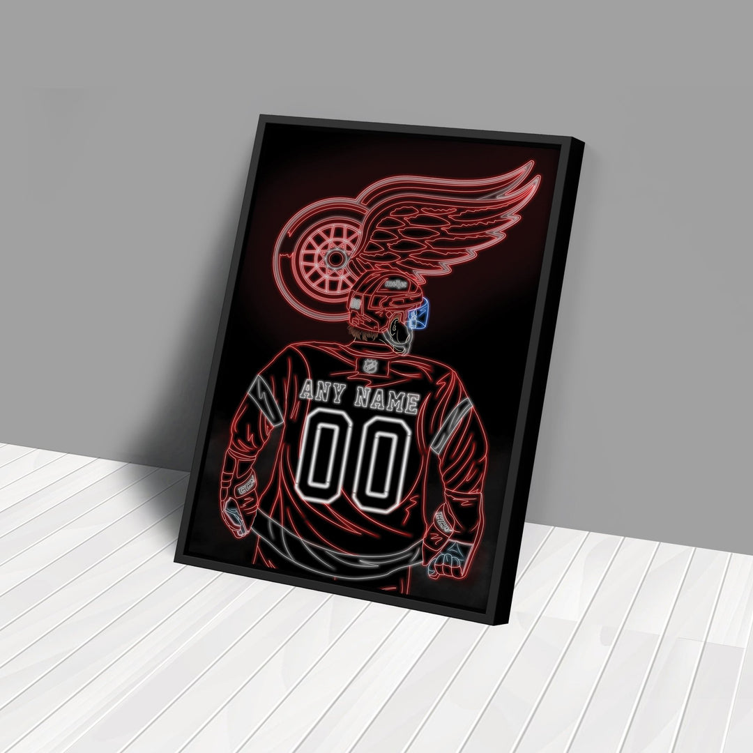 Detroit Red Wings Personalized Jersey Canvas | Neon Wall Art - CanvasNeon