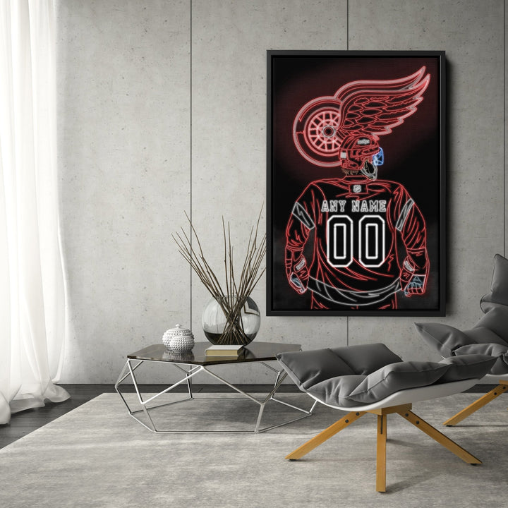 Detroit Red Wings Personalized Jersey Canvas | Neon Wall Art - CanvasNeon