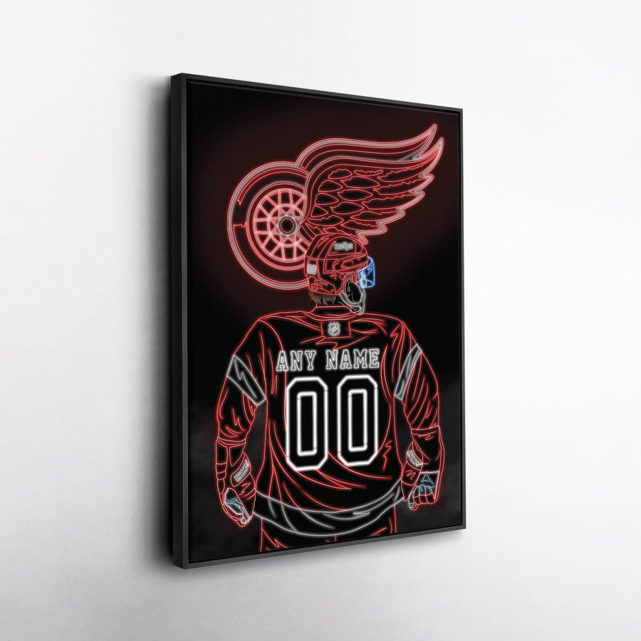 Detroit Red Wings Personalized Jersey Canvas | Neon Wall Art - CanvasNeon