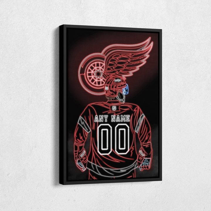 Detroit Red Wings Personalized Jersey Canvas | Neon Wall Art - CanvasNeon