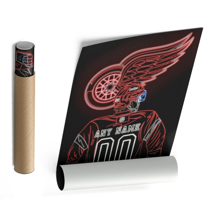 Detroit Red Wings Personalized Jersey Canvas | Neon Wall Art - CanvasNeon