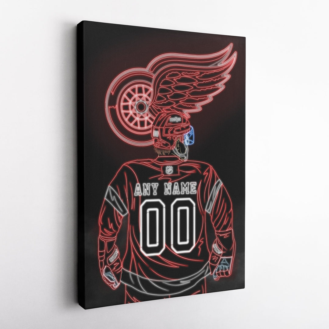 Detroit Red Wings Personalized Jersey Canvas | Neon Wall Art - CanvasNeon