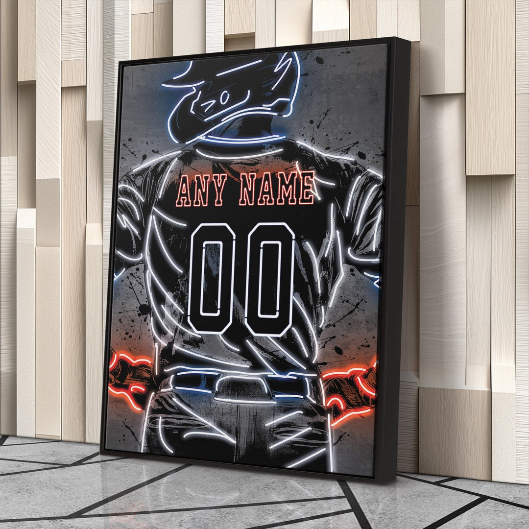 Detroit Tigers Custom Jersey Canvas | Neon Wall Art - CanvasNeon