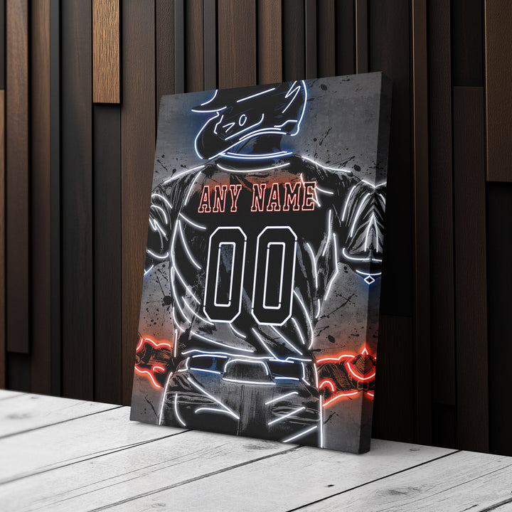 Detroit Tigers Custom Jersey Canvas | Neon Wall Art - CanvasNeon