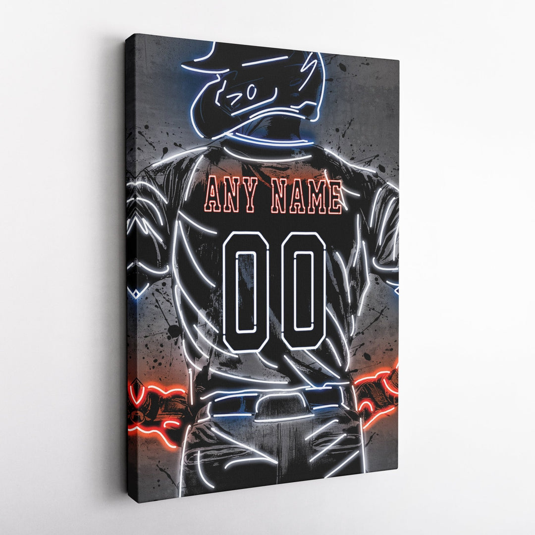 Detroit Tigers Custom Jersey Canvas | Neon Wall Art - CanvasNeon