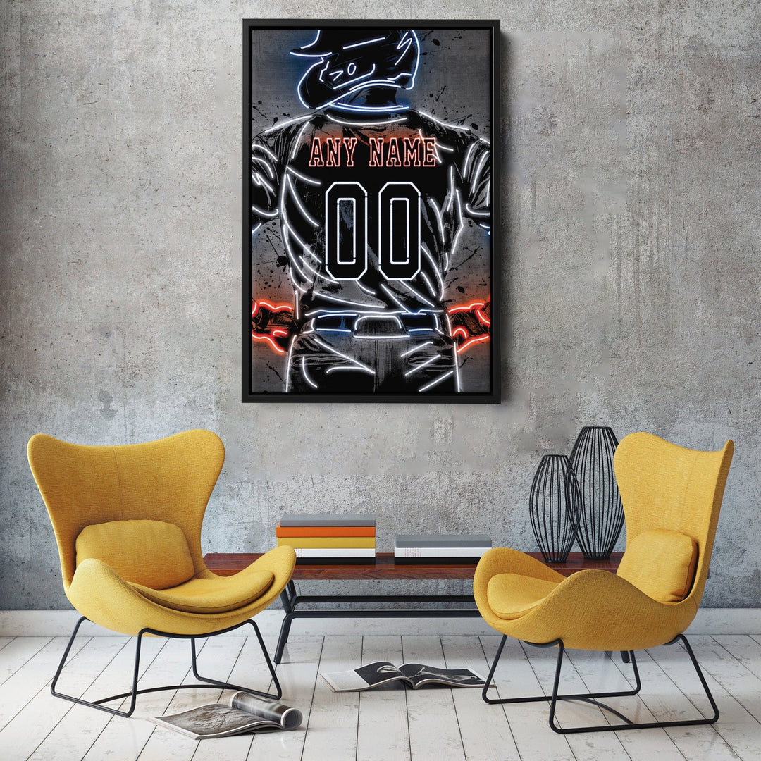 Detroit Tigers Custom Jersey Canvas | Neon Wall Art - CanvasNeon