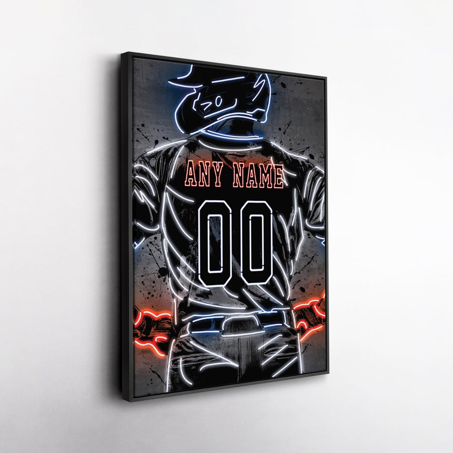 Detroit Tigers Custom Jersey Canvas | Neon Wall Art - CanvasNeon