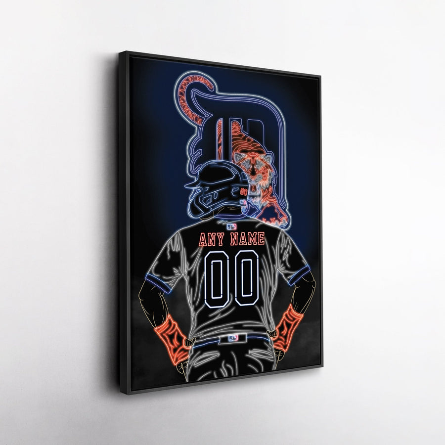 Detroit Tigers Personalized Jersey Canvas | Neon Wall Art - CanvasNeon