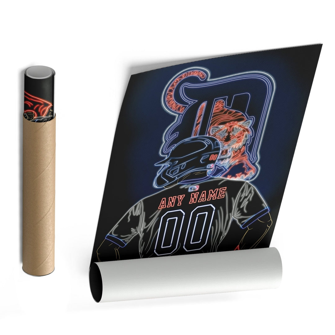 Detroit Tigers Personalized Jersey Canvas | Neon Wall Art - CanvasNeon