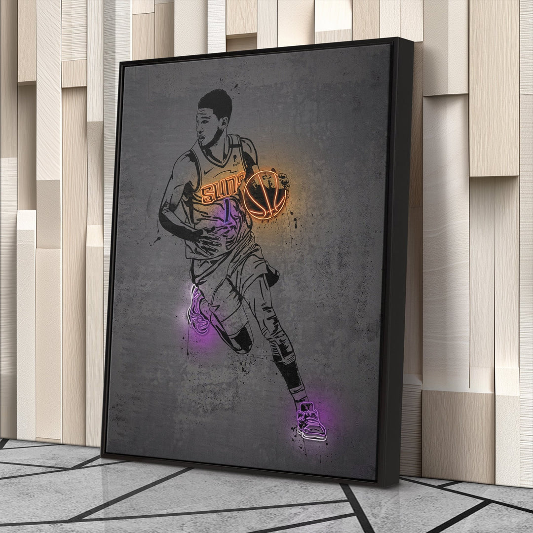 Devin Booker Neon Canvas Art | Modern Wall Decor for Suns Fans - CanvasNeon