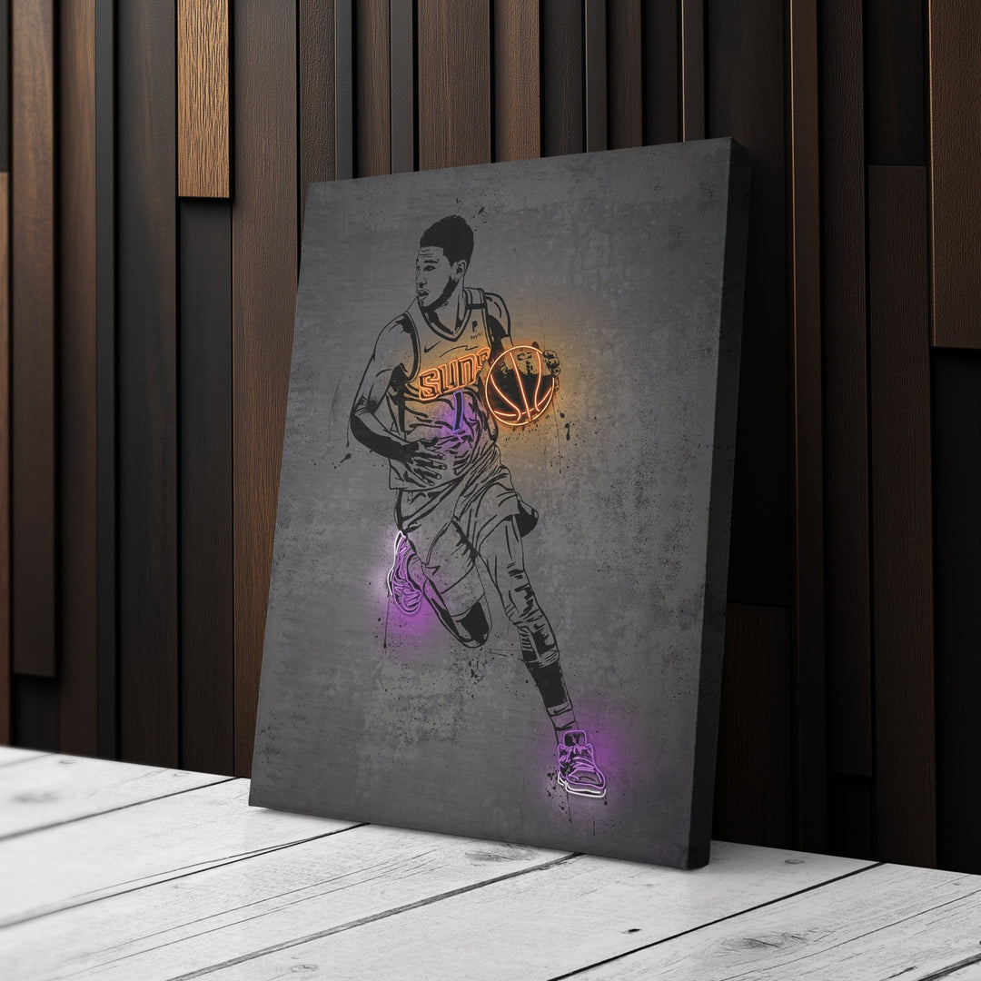 Devin Booker Neon Canvas Art | Modern Wall Decor for Suns Fans - CanvasNeon