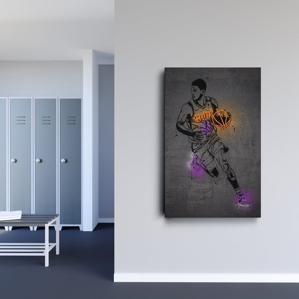 Devin Booker Neon Canvas Art | Modern Wall Decor for Suns Fans - CanvasNeon