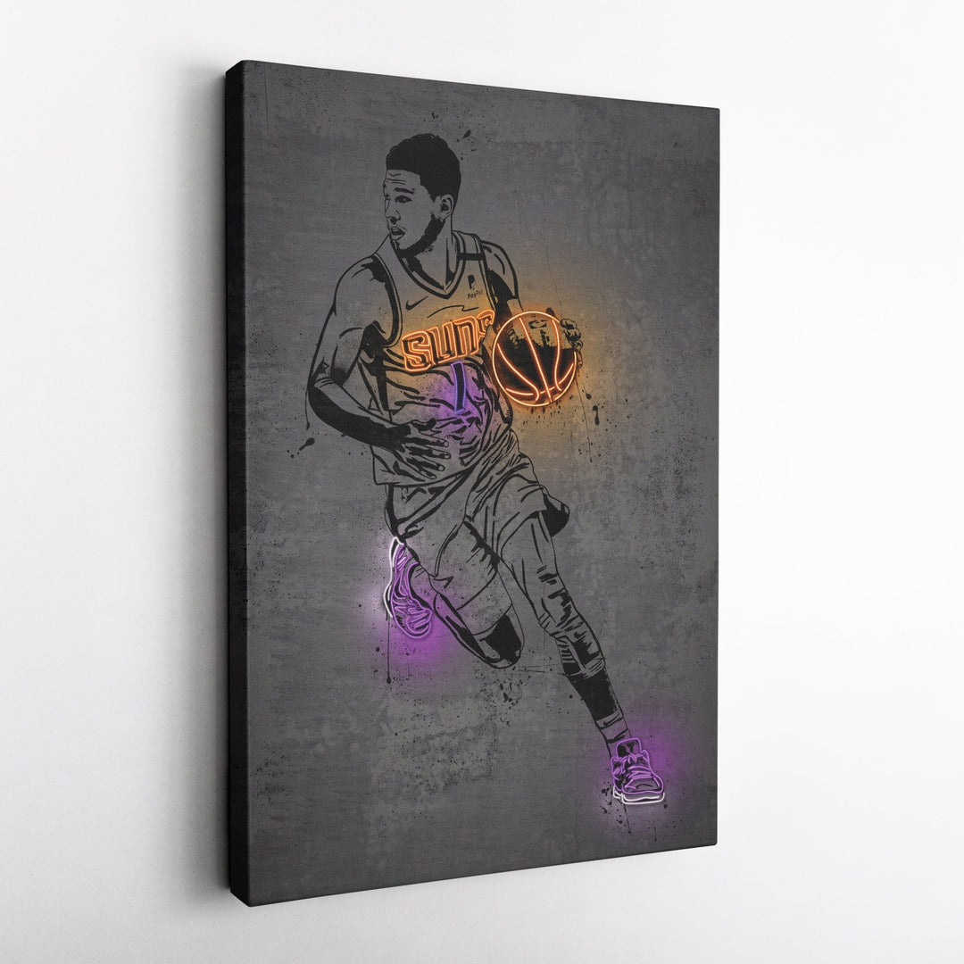 Devin Booker Neon Canvas Art | Modern Wall Decor for Suns Fans - CanvasNeon