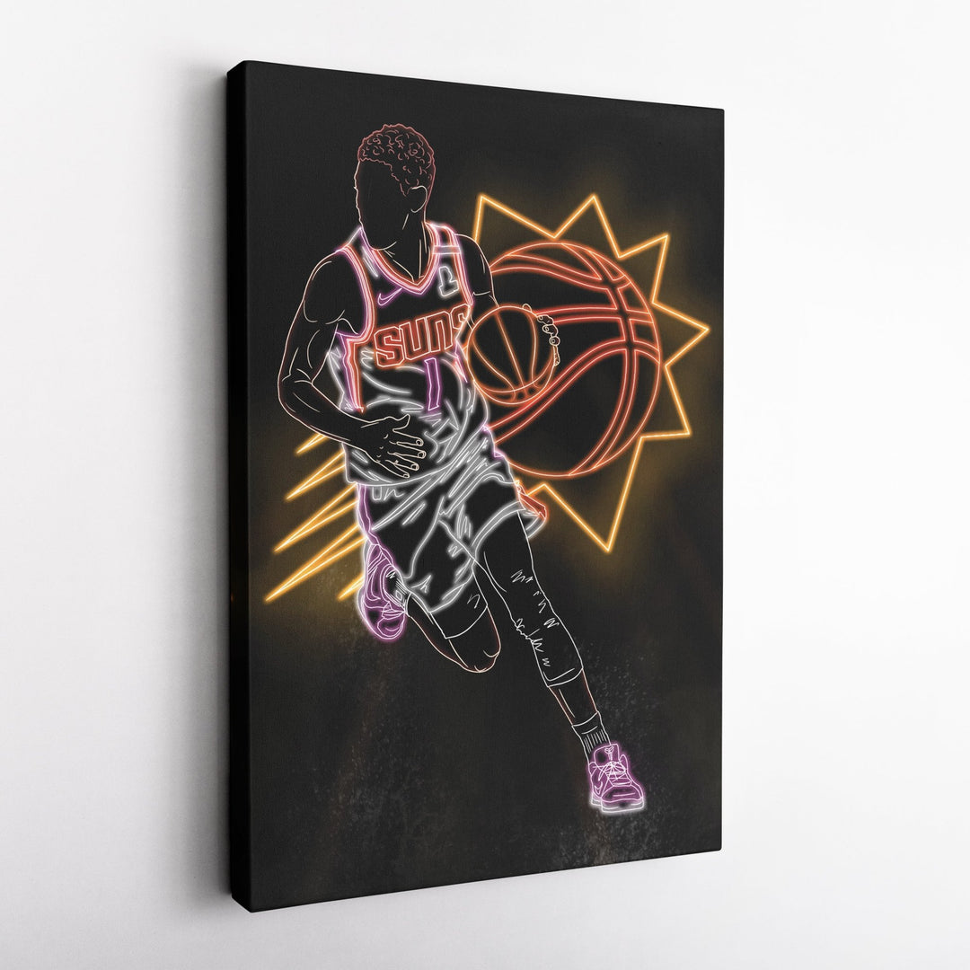 Devin Booker Neon Canvas Art | Suns Wall Decor - CanvasNeon