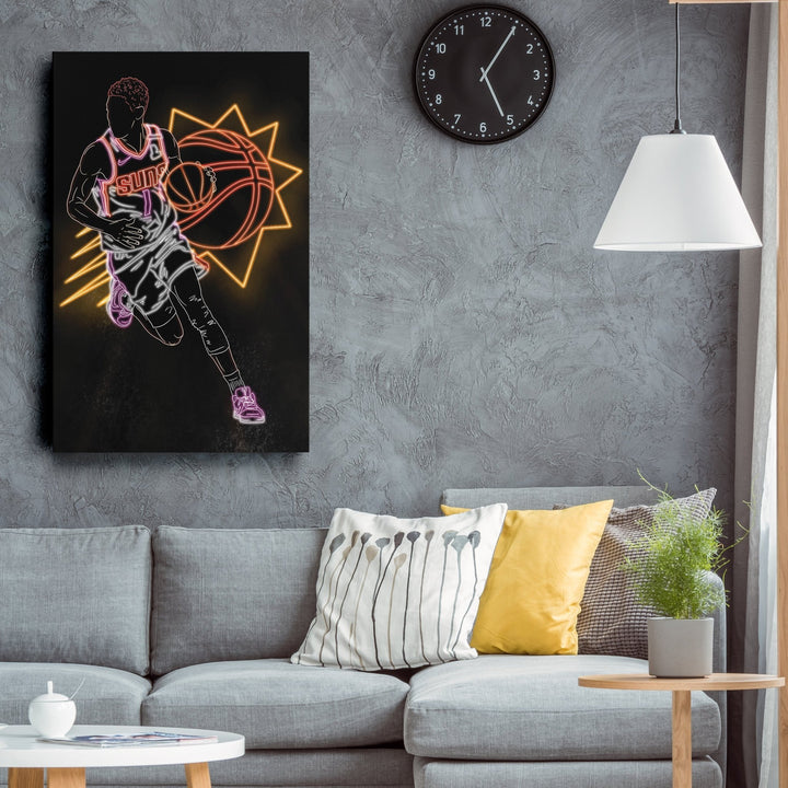 Devin Booker Neon Canvas Art | Suns Wall Decor - CanvasNeon