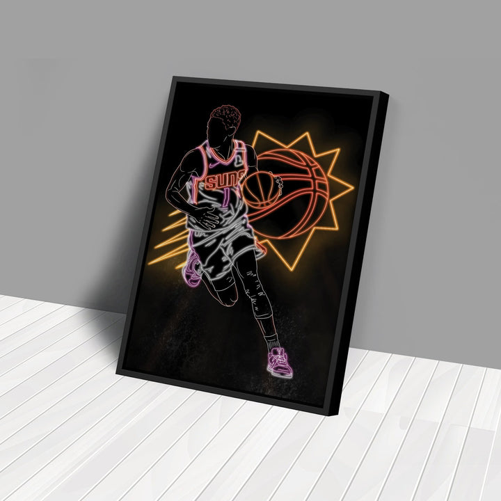 Devin Booker Neon Canvas Art | Suns Wall Decor - CanvasNeon