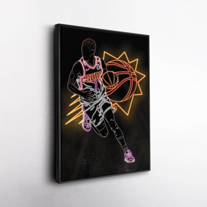Devin Booker Neon Canvas Art | Suns Wall Decor - CanvasNeon