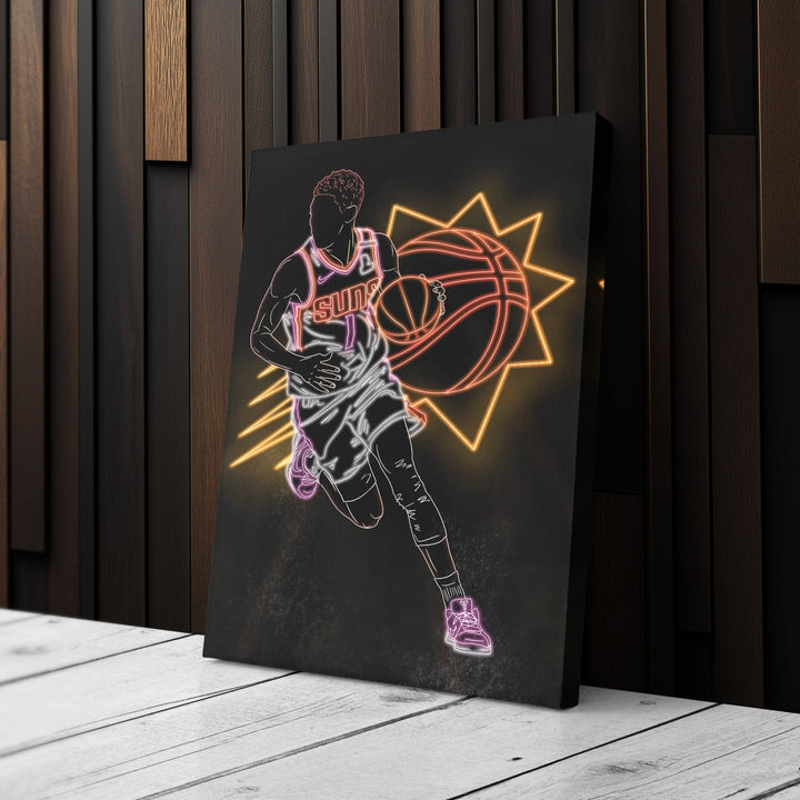 Devin Booker Neon Canvas Art | Suns Wall Decor - CanvasNeon
