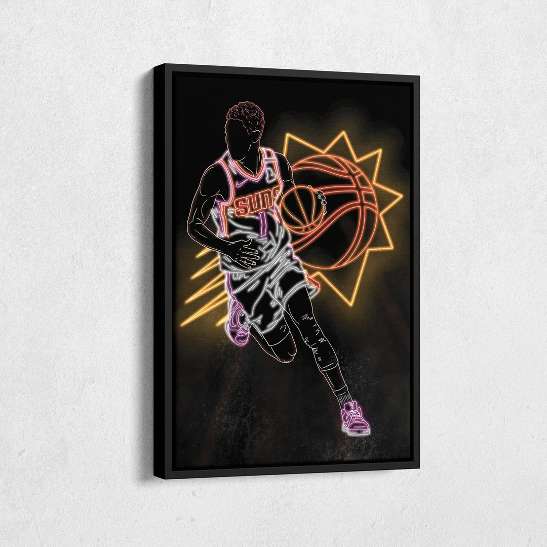 Devin Booker Neon Canvas Art | Suns Wall Decor - CanvasNeon