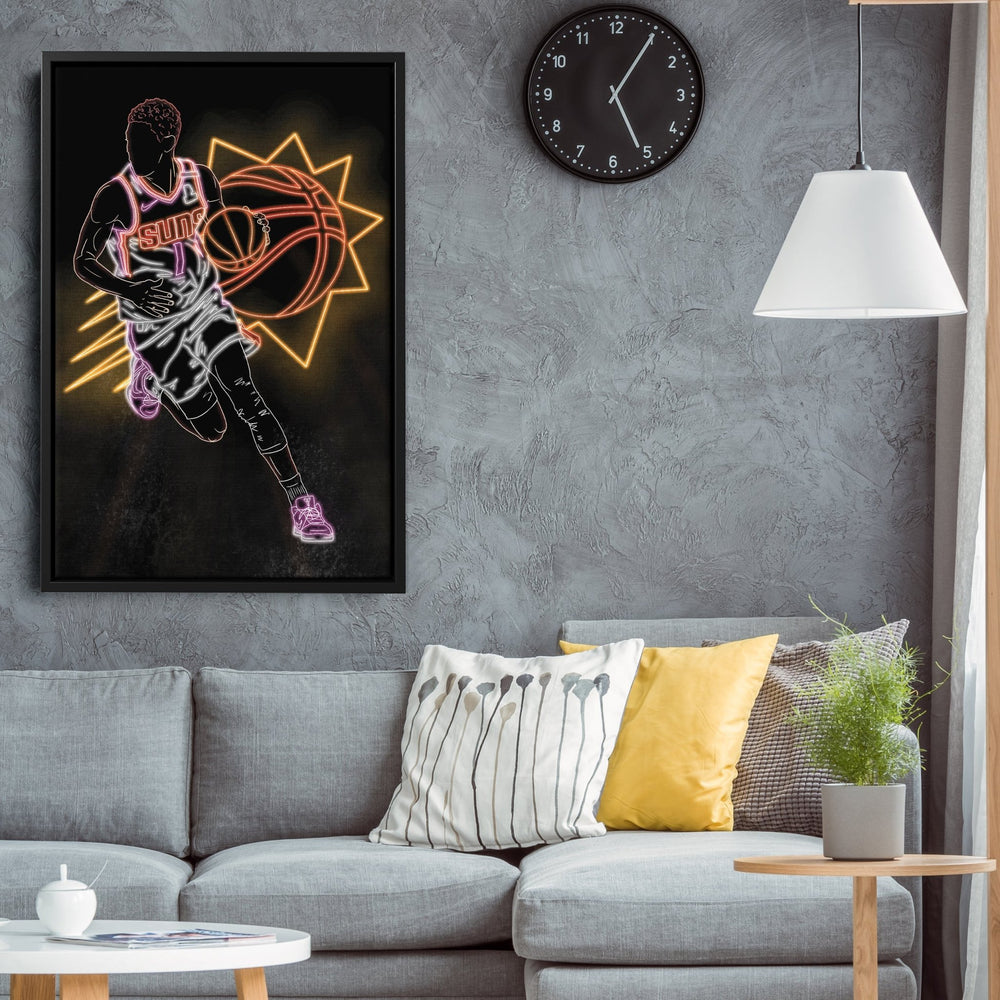 Devin Booker Neon Canvas Art | Suns Wall Decor - CanvasNeon