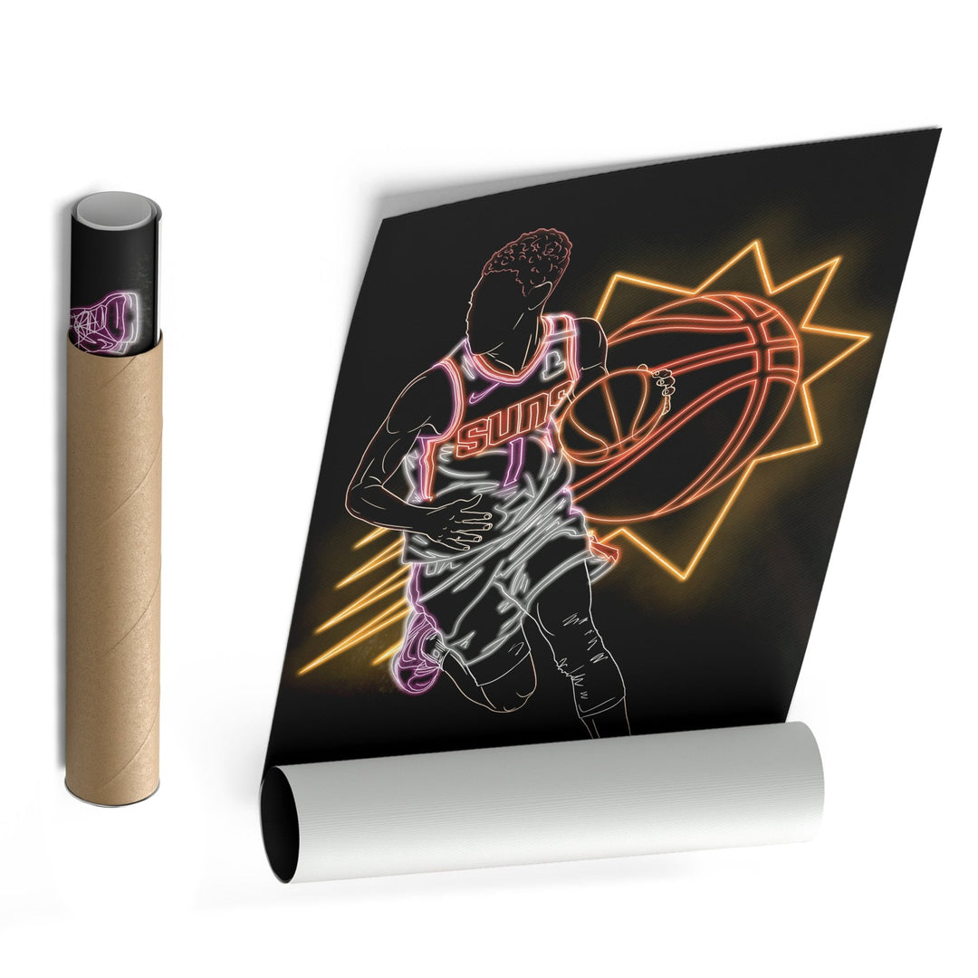 Devin Booker Neon Canvas Art | Suns Wall Decor - CanvasNeon