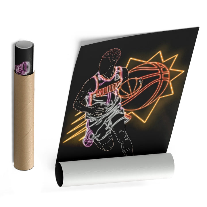 Devin Booker Neon Canvas Art | Suns Wall Decor - CanvasNeon