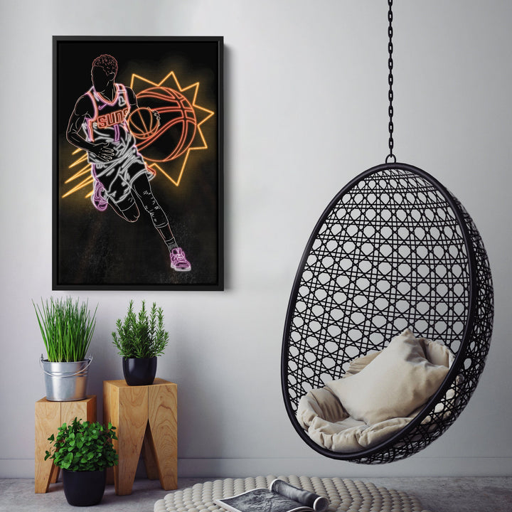 Devin Booker Neon Canvas Art | Suns Wall Decor - CanvasNeon
