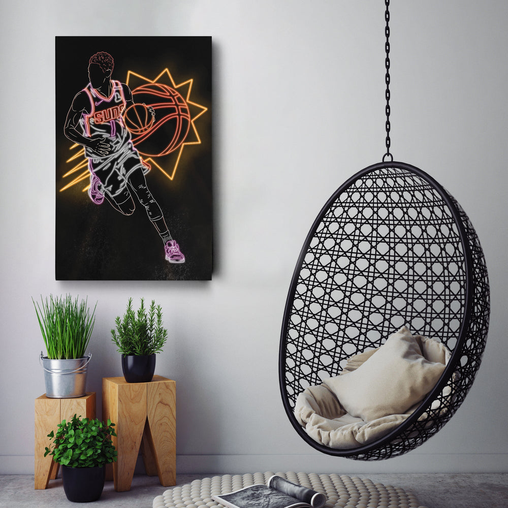 Devin Booker Neon Canvas Art | Suns Wall Decor - CanvasNeon