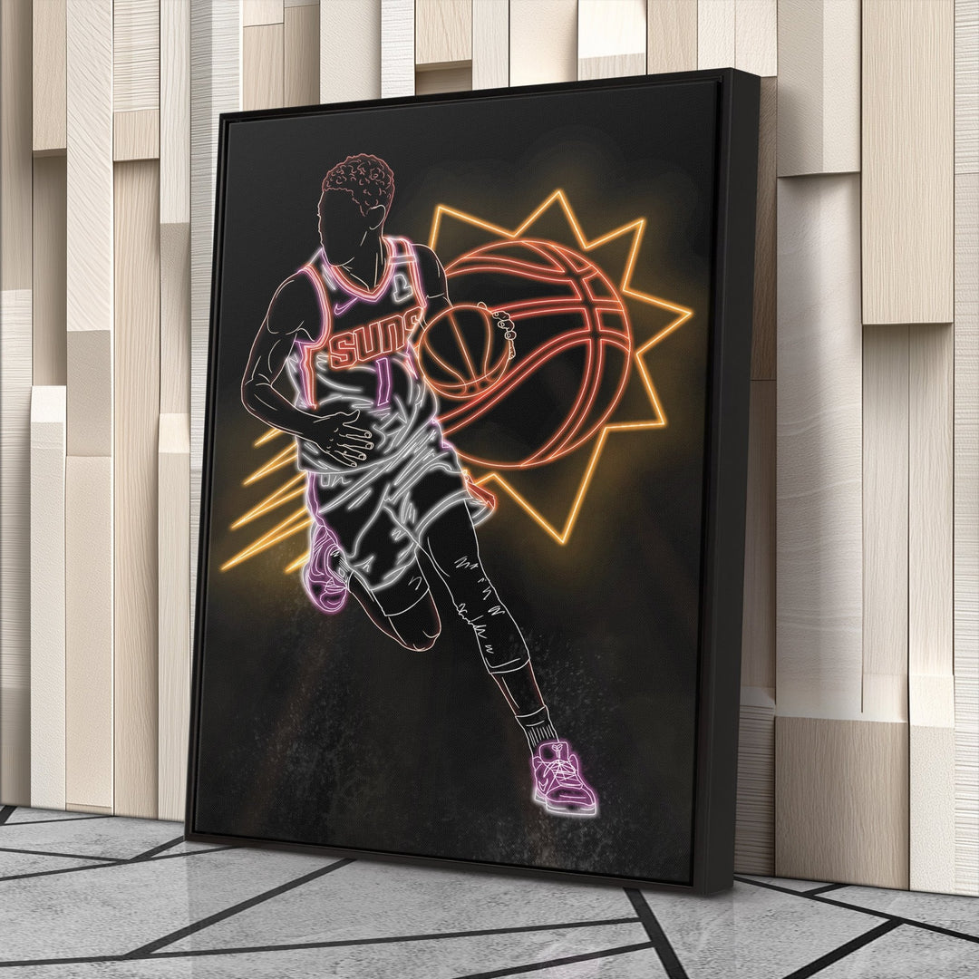 Devin Booker Neon Canvas Art | Suns Wall Decor - CanvasNeon