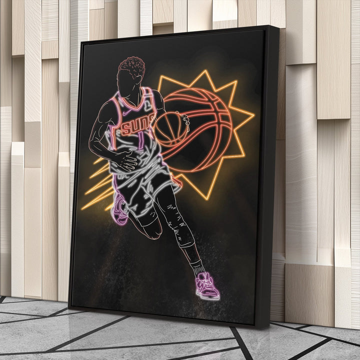 Devin Booker Neon Canvas Art | Suns Wall Decor - CanvasNeon