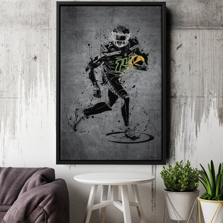 DK Metcalf Neon Canvas Art | Modern Wall Decor for Seahawks Fans - CanvasNeon