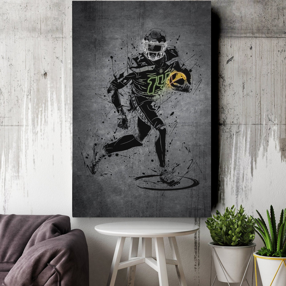 DK Metcalf Neon Canvas Art | Modern Wall Decor for Seahawks Fans - CanvasNeon