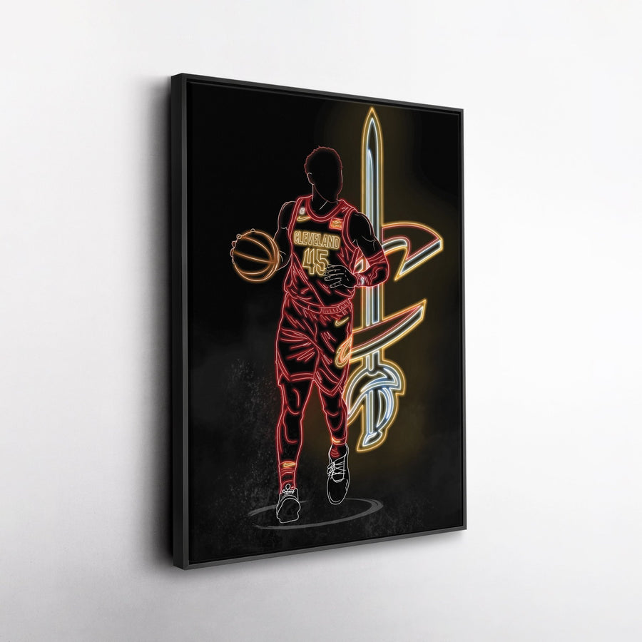 Donovan Mitchell Neon Canvas Art | Cavaliers Wall Decor - CanvasNeon