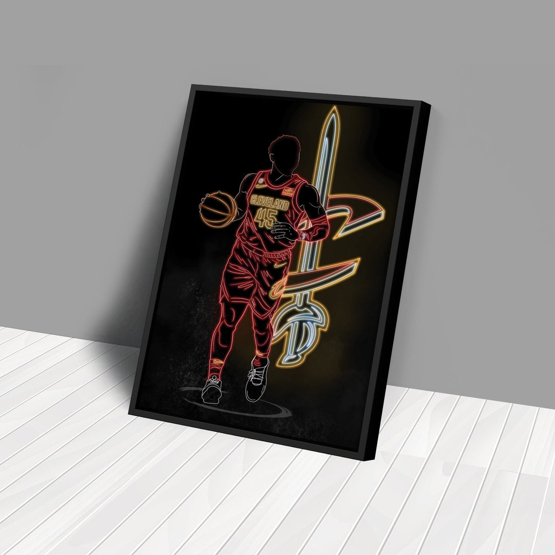 Donovan Mitchell Neon Canvas Art | Cavaliers Wall Decor - CanvasNeon