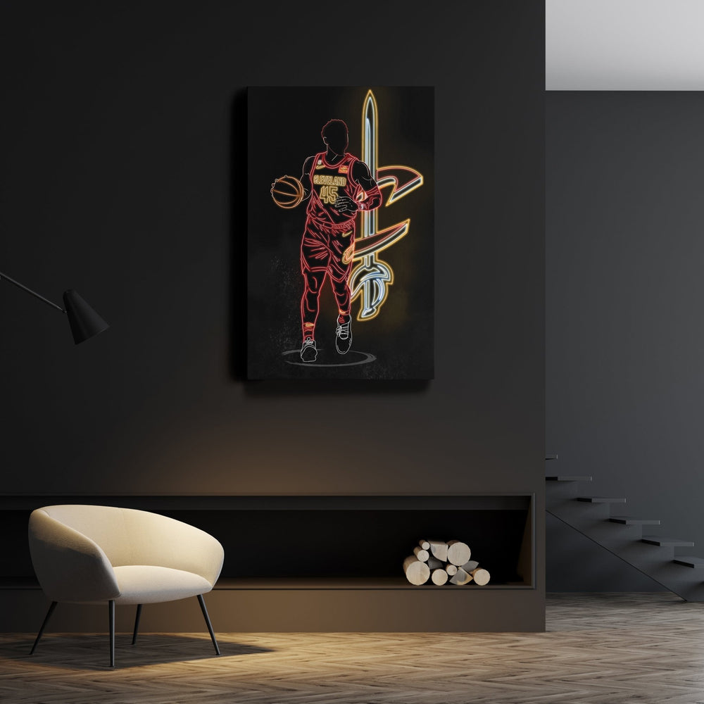 Donovan Mitchell Neon Canvas Art | Cavaliers Wall Decor - CanvasNeon