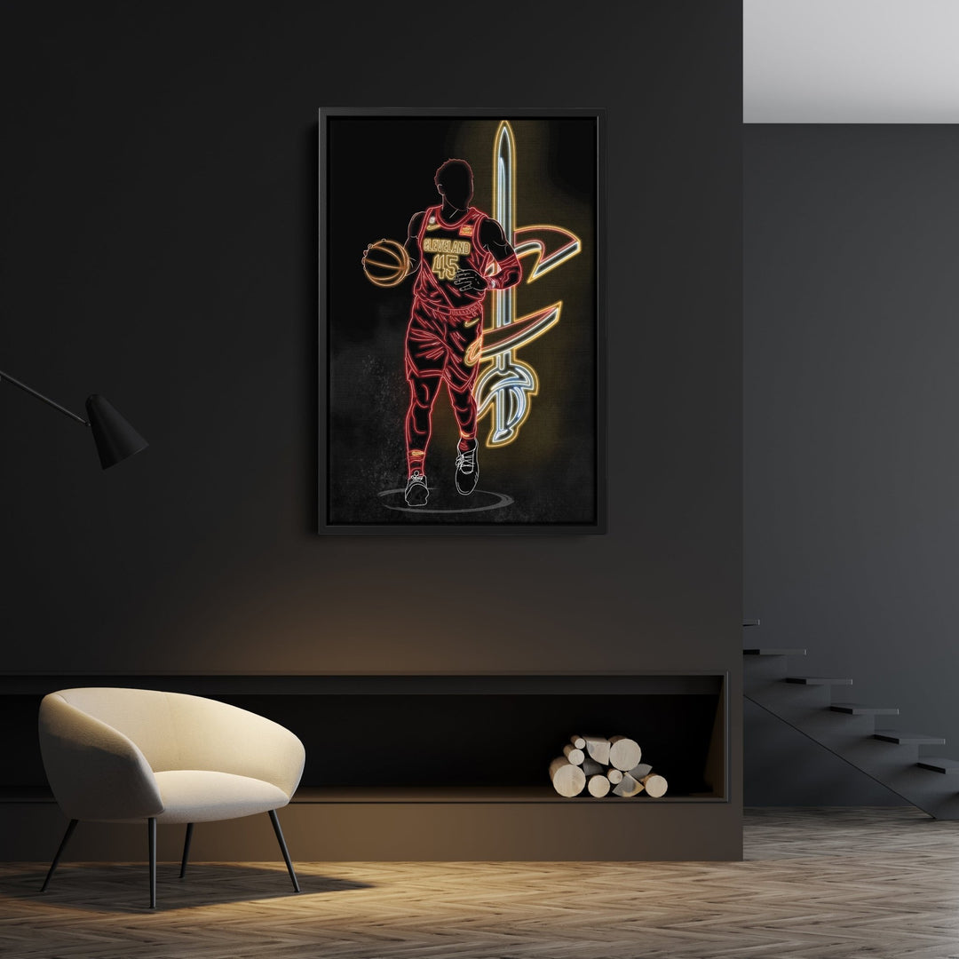 Donovan Mitchell Neon Canvas Art | Cavaliers Wall Decor - CanvasNeon