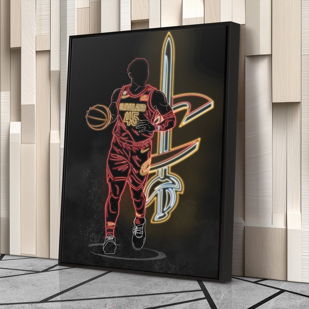Donovan Mitchell Neon Canvas Art | Cavaliers Wall Decor - CanvasNeon
