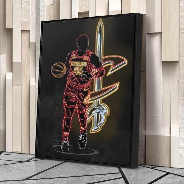 Donovan Mitchell Neon Canvas Art | Cavaliers Wall Decor - CanvasNeon